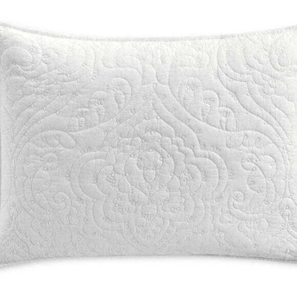 Charter Club Sculpted Paisley Embroidered Cotton Pillow Sham, Standard, - Picture 1 of 2